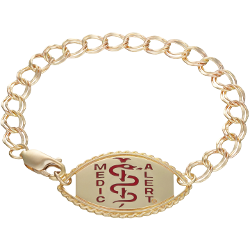QR Code Santa Rosa Elite Medical ID Bracelet 14k Gold, Red, large image number 1